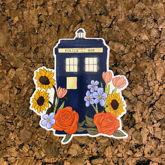 Police Box Floral Sticker